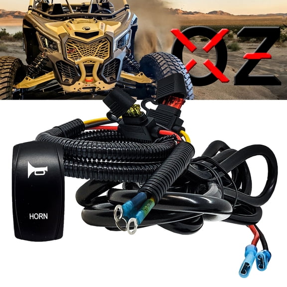 10 ft. Power Busbar Distribution Block Wire Harness Kit with Momentary On/Off Horn Rocker Switch Compatible with 2018-2023 Can-Am Maverick X3 Max RS Turbo RR Sport Trail Defender