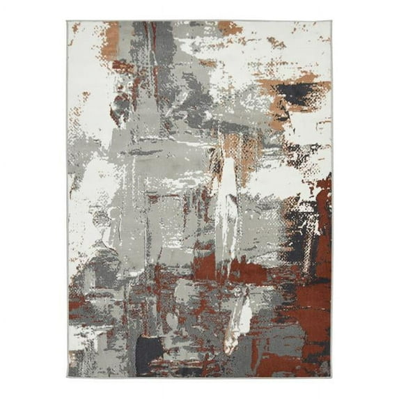 10 ft. Rust Abstract Power Loom Runner Rug