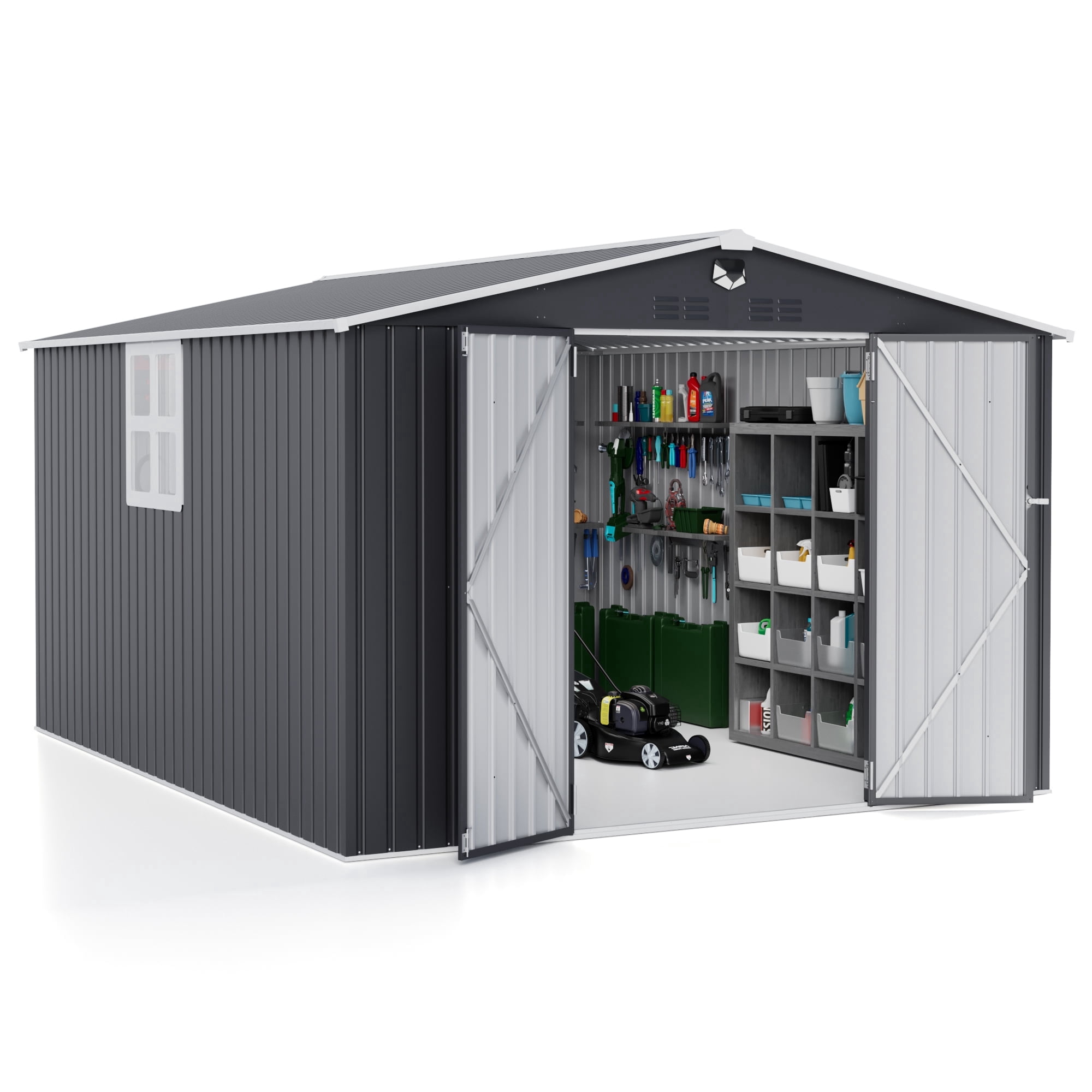 10 ft. W x 12 ft. D Metal Storage Tool Shed, Outdoor Shed with Window & Air Vents