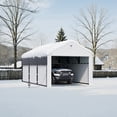 thumbnail image 1 of 10 ft. W x 16 ft. D Heavy Duty Metal Frame Carport with Solar Lamp, Outdoor Garage Car Shelter with Powder-Coated Steel Roof & Fabric Sidewall, 1 of 10