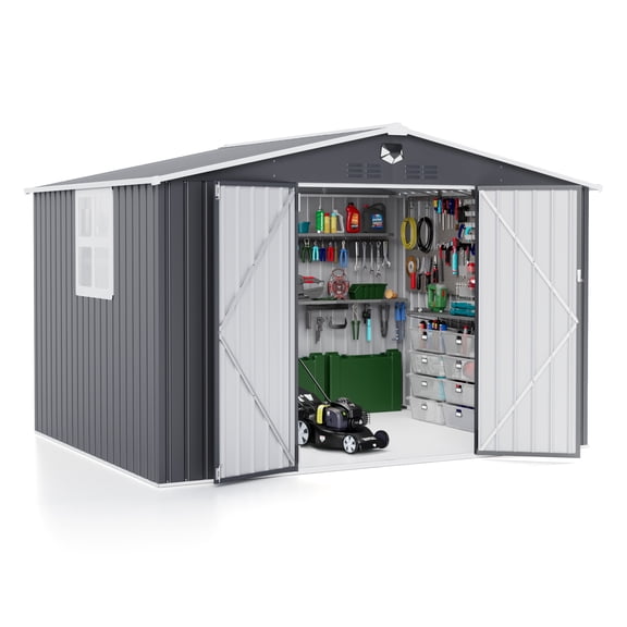 10 ft. W x 8 ft. D Metal Storage Tool Shed, Outdoor Shed with Window & Air Vents