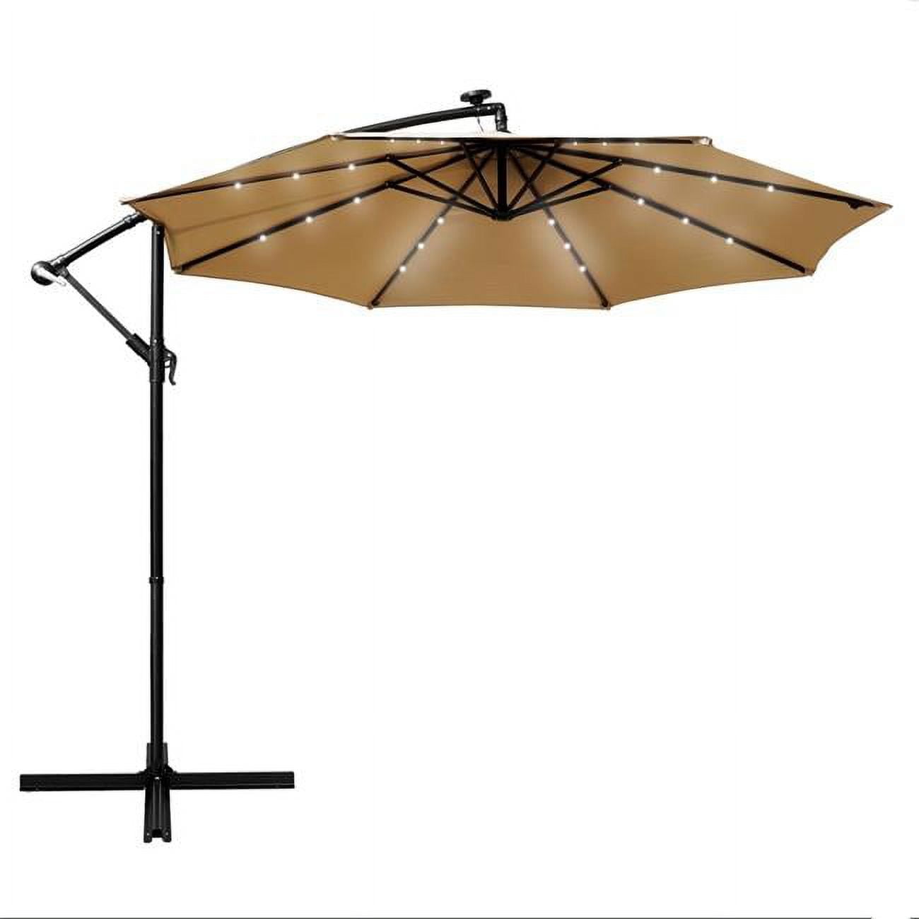 STRONG CAMEL 10' Battery Cantilever LED Light Offset Patio Hanging Umbrella