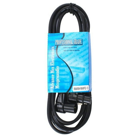 10 ft XLR Microphone Cable with Right Angle Female and Right Angle Male connectors.