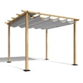 thumbnail image 1 of 10 ft. x 10 ft. Wood Grain Aluminum Outdoor Pergola with Gray Retractable Shade Canopy, 1 of 1