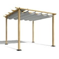 thumbnail image 1 of 10 ft. x 10 ft. Wood Grain Aluminum Outdoor Pergola with Gray Retractable Shade Canopy, 1 of 1