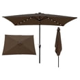 thumbnail image 1 of 10 ft x 6.5 ft Rectangular Solar Powered Aluminum Polyester LED Lighted Patio Umbrella w/Tilt Adjustment and Fade-Resistant Fabric, Chocolate, 1 of 5