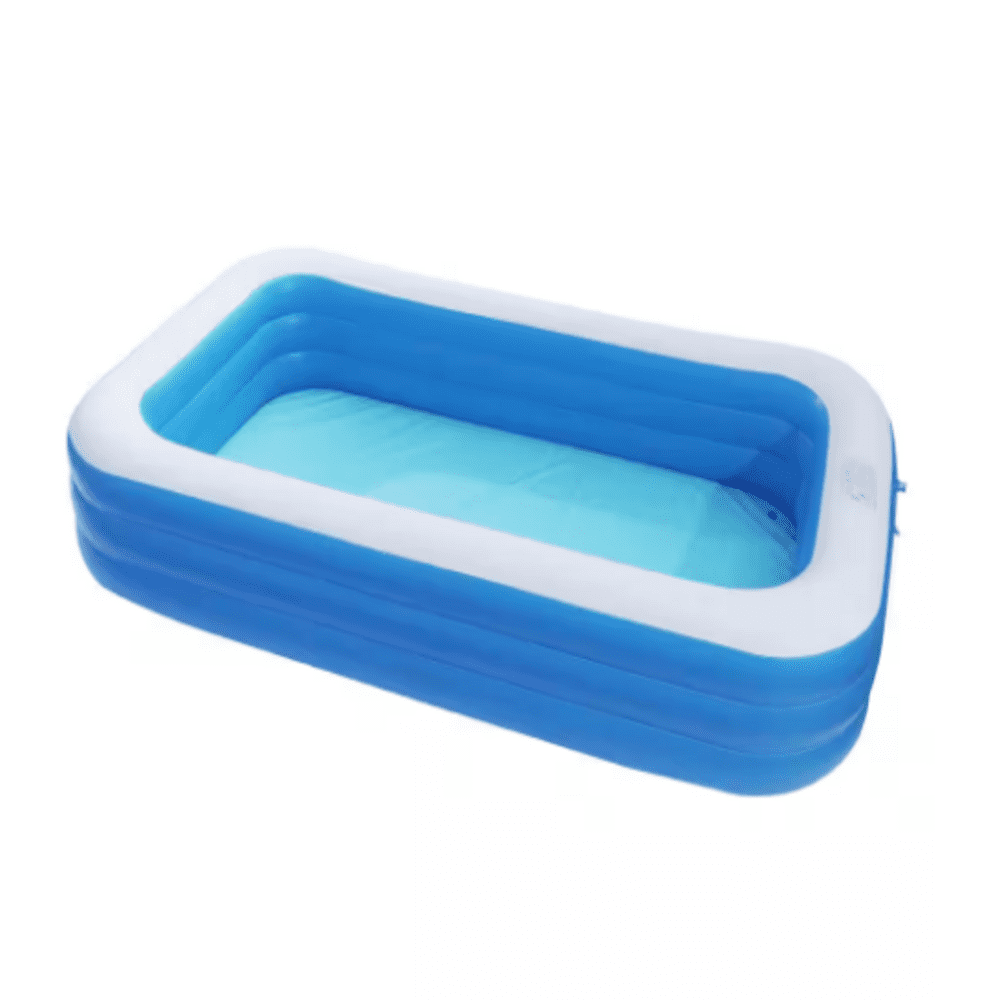 10 ft. x 6 ft. Rectangular Inflatable Swimming Pool, Above Ground PVC Outdoor Pool, Blue