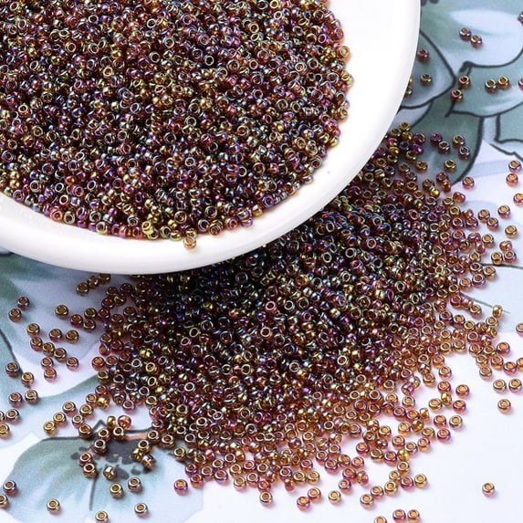 10 g MIYUKI Round Rocailles Beads Japanese Seed Beads 11/0 (RR257) Transparent Topaz AB 11/0 2x1.3mm Hole: 0.8mm about 1111pcs/10g