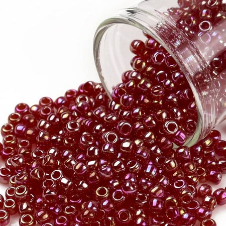 10 g TOHO 8/0 Round Beads Japanese Seed Beads (165C) Transparent AB Ruby 3mm Hole: 1mm about 222pcs/10g