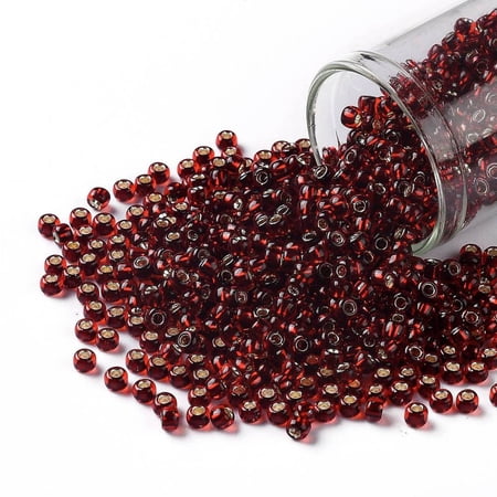 10 g TOHO 8/0 Round Beads Japanese Seed Beads (2153S) Silver Lined Dark Cherry Amber 3mm Hole: 1mm about 222pcs/10gDIY