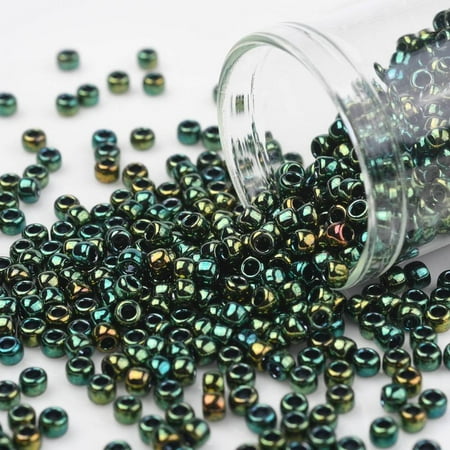 10 g TOHO Round Seed Beads Japanese Seed Beads (507) Green Iris Higher Metallic 8/0 3mm Hole: 1mm 222pcs/10g
