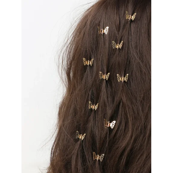 10 gold hollow butterfly hair clips, sweet butterfly design hair clips, suitable for women and girls, decorative hair accessories, claw clips for holiday outfits