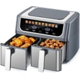 thumbnail image 1 of 10-in-1 Air Fryer 9.5 QT, Large Airfryer with 2 Independent Frying Baskets, Sync Finish & Match Cook, Shake Reminder, Wide Temperature 80-450°F, Roast Bake Defrost Dehydrate, Grey, 1 of 5