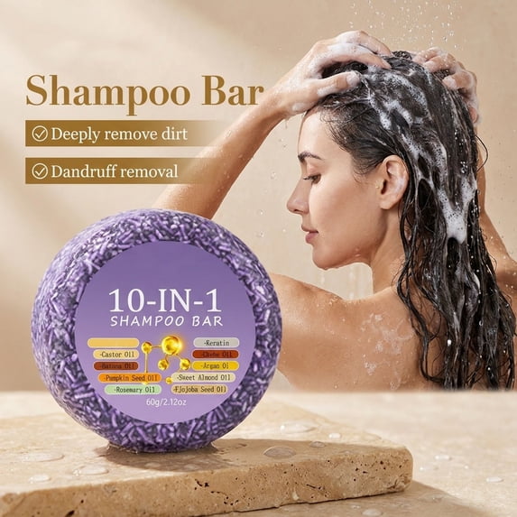 10-in-1 Biotin Shampoo Bar Hydrating Deep Cleansing Oil Control Multi-Functional Handmades Soap 60g