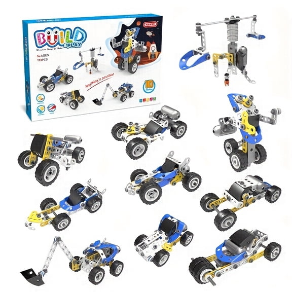 10-in-1 Building Block Set for Kids: An Educational Racing and Construction Science Kit for Boys and GirlsA Creative and Fun Birthday Gift