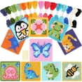 thumbnail image 1 of 10-in-1 Cross Stitch Beginner Kit for Kids, Embroidery Kit Includes 10pcs Plastic Mesh Canvas with Pattern, 15 Yarns, 5 Weaving Needles, 1 of 7