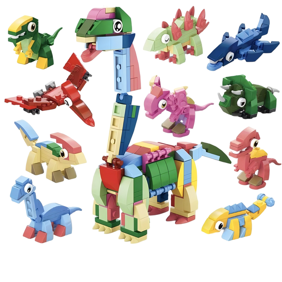 10 in 1 Dinosaur Building Block Set, Brachiosaurus Creative Birthday Gift, Home Office Table Centerpiece