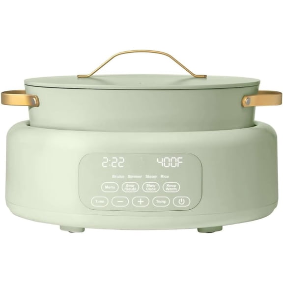 10-in-1 Electric Multi-Cooker 6 Qt Cast Aluminum Pot, 7 Preset Functions, Oven & Dishwasher Safe to 400F, Saut Slow Cook Steam Touch Display