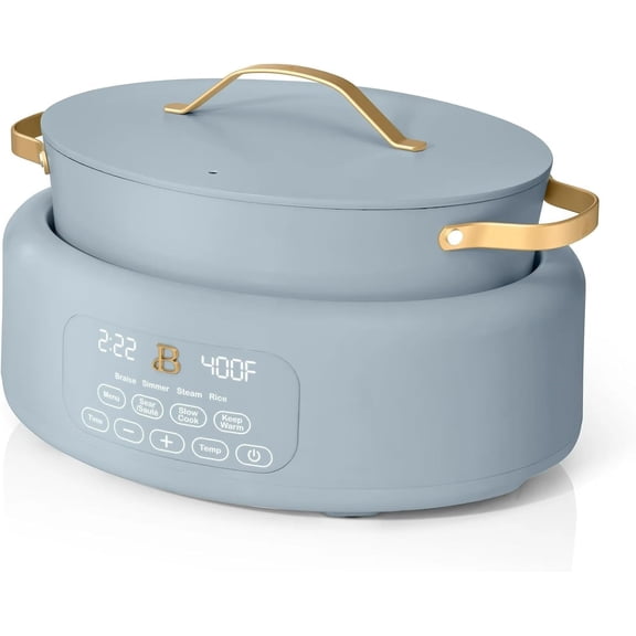 10-in-1 Electric Multi-Cooker, 6-quart, digital display, 10 cooking functions, non-stick pot, easy one-touch control (CornFlower Blue)