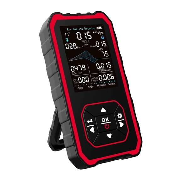 10-in-1 Indoor Air Analyzer with Stand Real-Time Test CO2 CO PM2.5 PM1.0 PM10 TVOC HCHO Temperature Humidity 2025 New