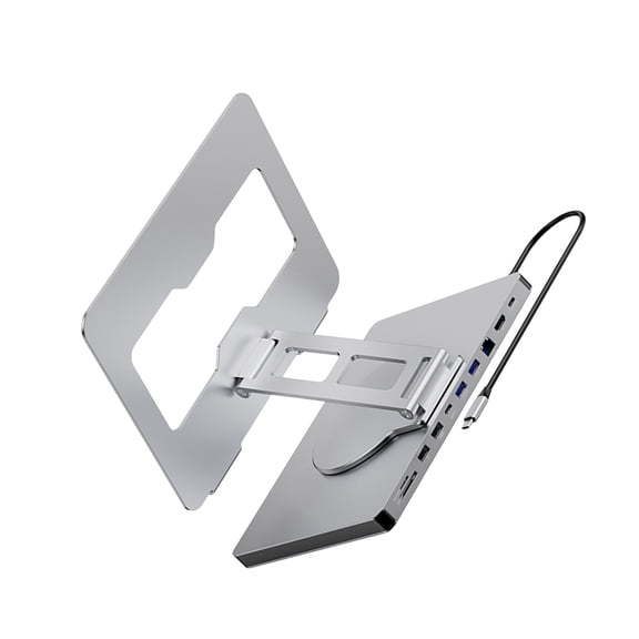10 in 1 Laptop Docking Station with 360 Degree Rotating Base Stand for Efficient Office Use and Device Connection Holder