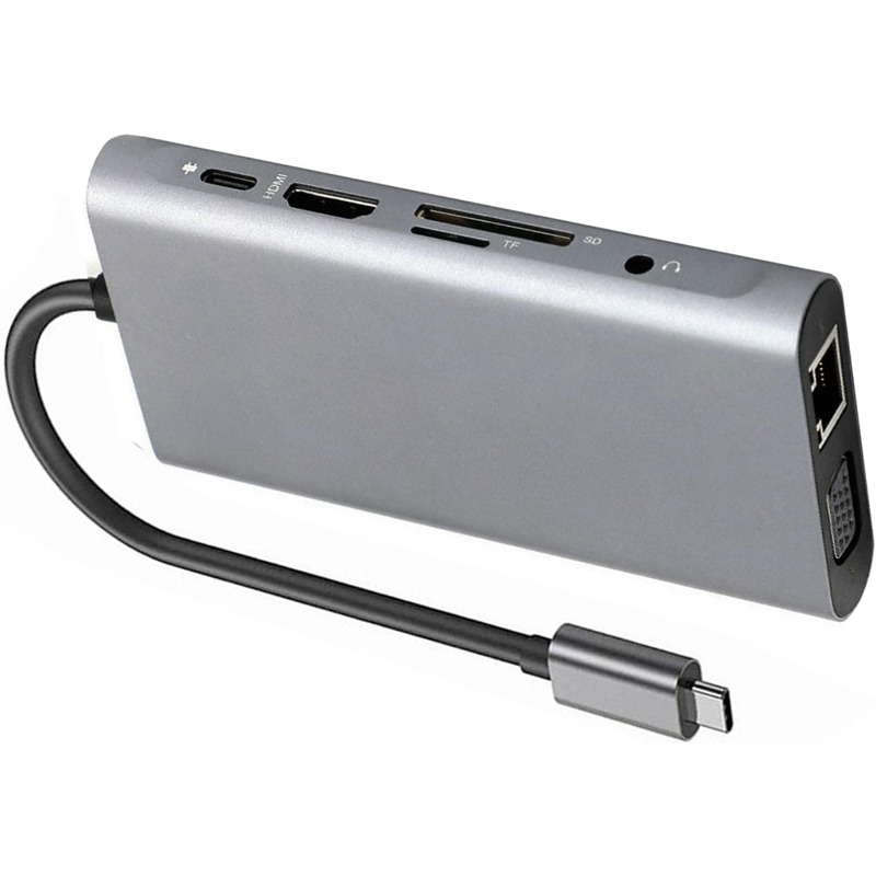 10-in-1 Laptop Docking Station with Type-C, HD, VGA, RJ45, PD, and Multi-USB 3.0