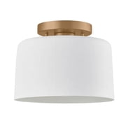 Elk Home Bryn 10-inch Wide 1-Light Semi Flush Mount in Matte White and Gold
