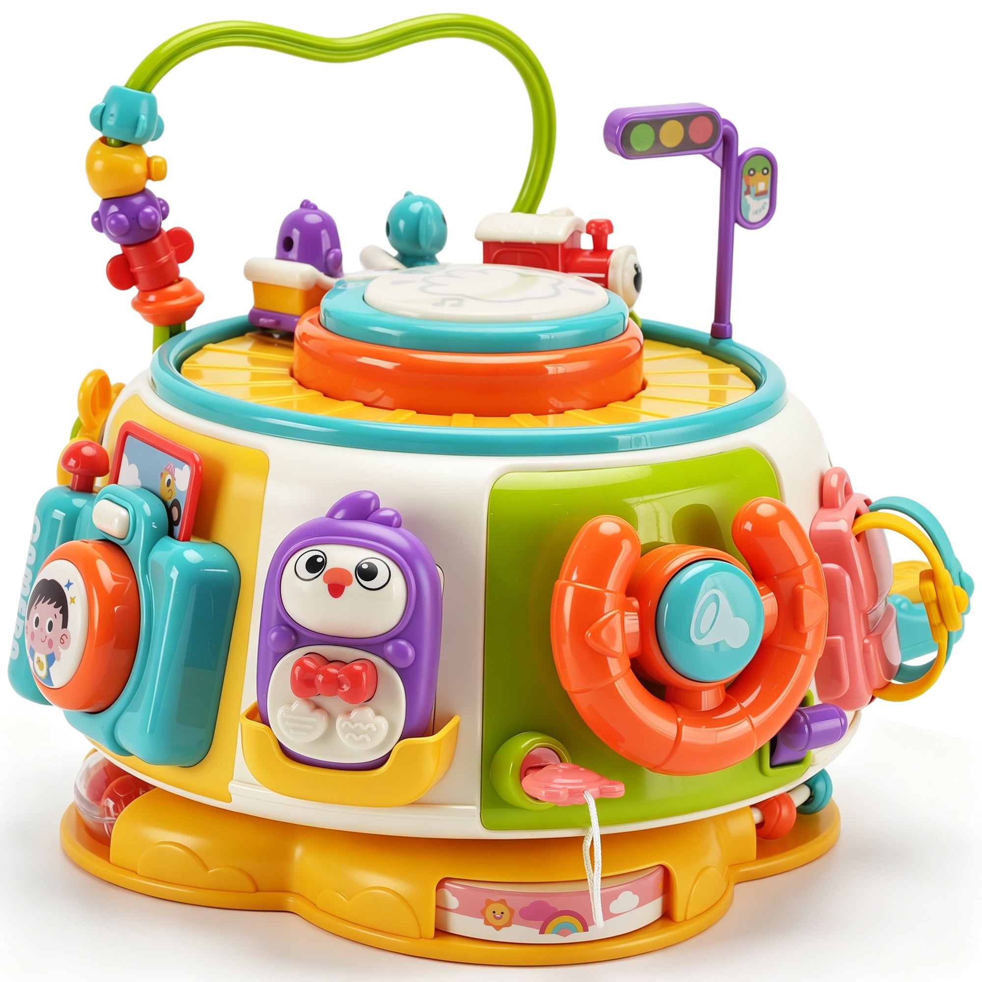 10-in-1 Montessori Busy Board Activity Cube, Sensory Toys for Toddlers