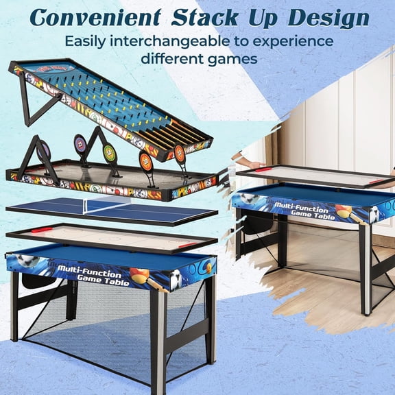 10-in-1 Multi Game Table, 48 Inch Combo Table with Billiard, Ping Pong, Hockey for Family Fun