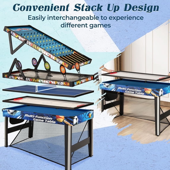 10-in-1 Multi Game Table, 48 Inch Combo Table with Billiards, Pong, Hockey for Family Fun