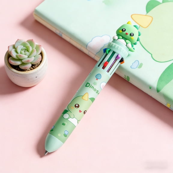 10-in-1 Multicolor Retractable Ballpoint Pen – 0.7mm Fine Point Cute Cartoon Animal Design, Fun Colored Pens for Campus, Office , Birthday Gifts for Teens