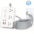 thumbnail image 1 of 10-in-1 Power Strip Surge Protector, 6 Outlets & 4 USB Ports (2 USB-C), Flat Plug Extension Cord for Dorm Room, 1 of 9