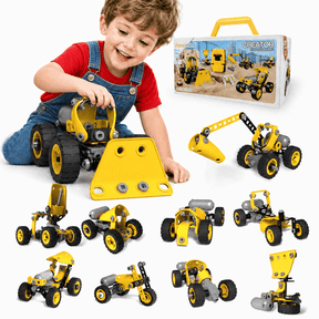 10-in-1 STEM Building Toys for Kids Ages 4-8, Electric Motorized Erector Set, 112 Pieces Educational Engineering Building Blocks Kit, Gift for 5 6 7 8 Year Old Boys Girls