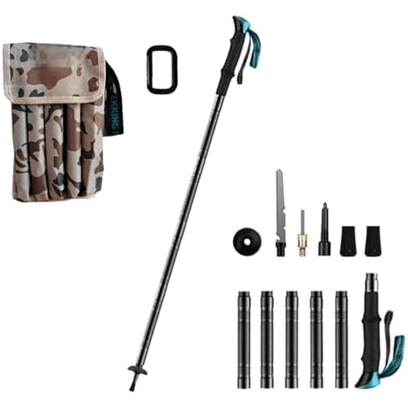 10-in-1 Tactical Trekking Pole - Survival Multitool Walking Stick Collapsible & Lightweight, Multi-Functional Gear with Saw, Whistle & Carabiner for Hiking, Camping, Outdoor Adventure