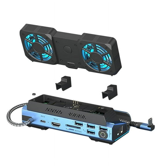 10-in-1 Type-C Game Docking Station for Steam DeckROG Ally/Switch M.2 PCie Nvme Hard Disk Box,USB C HUB 4K60HZ Dual Fan