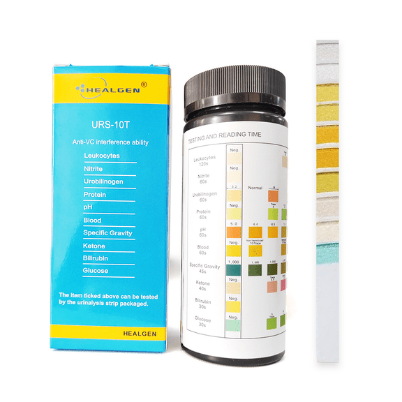 10-in-1 Urine Test Strips 10 Parameters for Urinalysis - Rapid Tests for Ketosis, pH, Protein, UTI, Kidney and Liver Function-100 Count