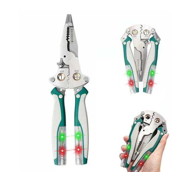 10-in-1 Wire Stripper with Voltage Tester, Heavy Duty Electrician Pliers for Wire Cutting, Stripping, Crimping, Twisting, Repair Tool