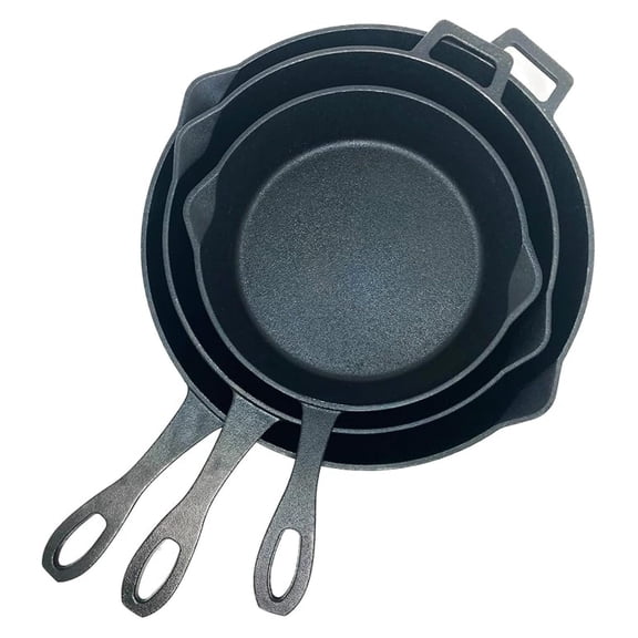 10-in 12-in & 14-in Pre-Seasoned Cast Iron Skillet Set Perfect For Searing & Braising or Baking Pies and Cobblers