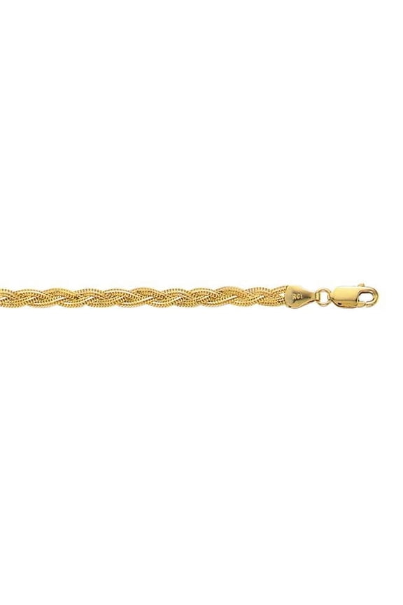 10 in. 14K Yellow Gold Diamond Cut Textured Braided Fox Chain with Lobster Clasp