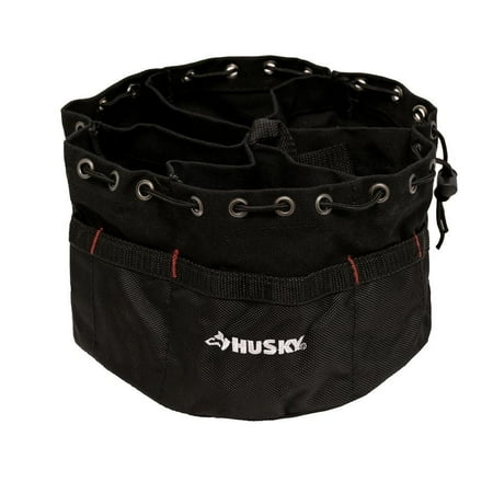 10 in. 19-Compartment Heavy-Duty Canvas Small Parts Organizer Bucket Storage Tool Pouch in Black