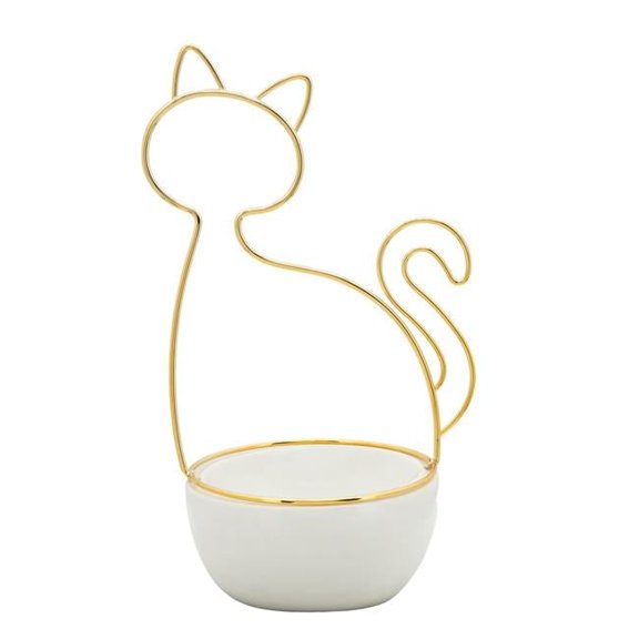 10 in. Cat Trinket Tray, White