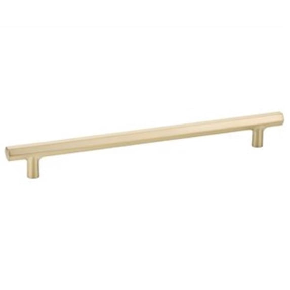 10 in. Center to Center Mod Hex Cabinet Pull, Satin Brass