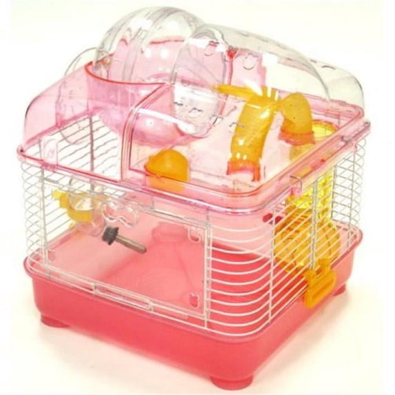 10 in. Clear Plastic Hamster-Mice Cage in Pink