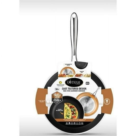 10 in. Copper Cast Ceramic & Titanium Fry Pan, Black & Orange