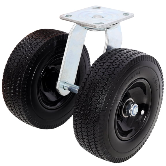 10 in Dual Flat Free Wheels Swivel Caster, 660LBS LOAD CAPACITY