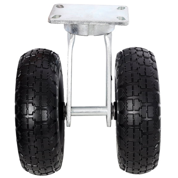 10 in Dual Flat Free Wheels Swivel Caster 660LBS Load Capacity PU Casters for Carts and Dollies Black