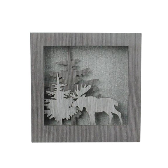 10 in. Glittered Moose Silhouette Box Framed Christmas Table Decoration