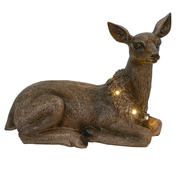 10-in H Holiday Doe Deer Statuary with LED Light
