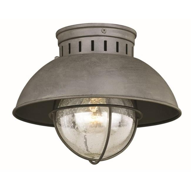 Harwich Textured Gray Coastal Globe Flush Mount with Seeded Glass
