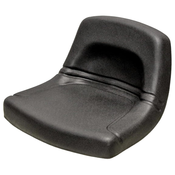 10 in. Low Back Steel Pan Bucket Seat for Lawn Mowers, Skid Steer, Forklift, Turf Equipment - Black Vinyl - Multiple Mounting Patterns